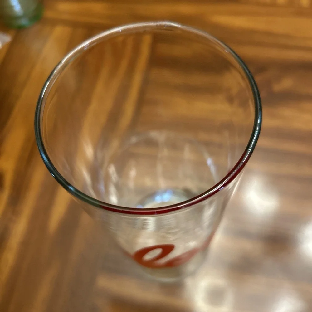 cylindrical clear glass vase Red‎ LOVE Print 9.5